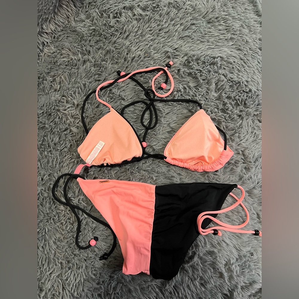 Victoria's Secret Pink and Black Bikini Top
